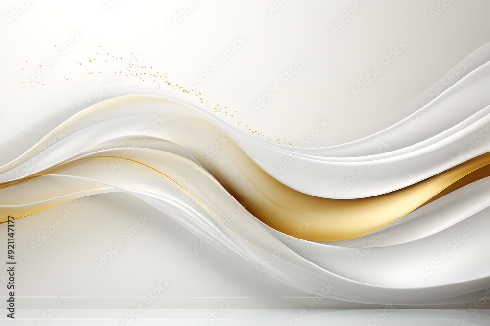 Obraz premium Abstract white and gold waves background.