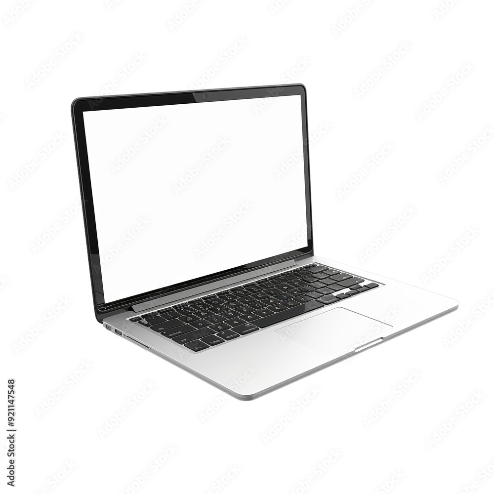 A sleek, silver laptop with a black keyboard and touchpad, resting on a white surface. generative ai A sleek, silver laptop with a black keyboard and touchpad, resting on a white surface. generative ai