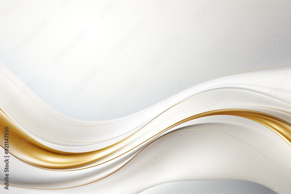 Obraz premium Abstract white and gold waves background.
