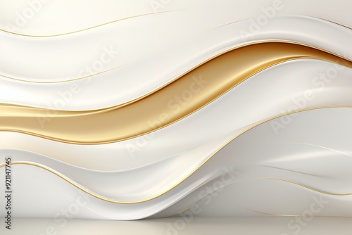 Abstract white and gold waves background.