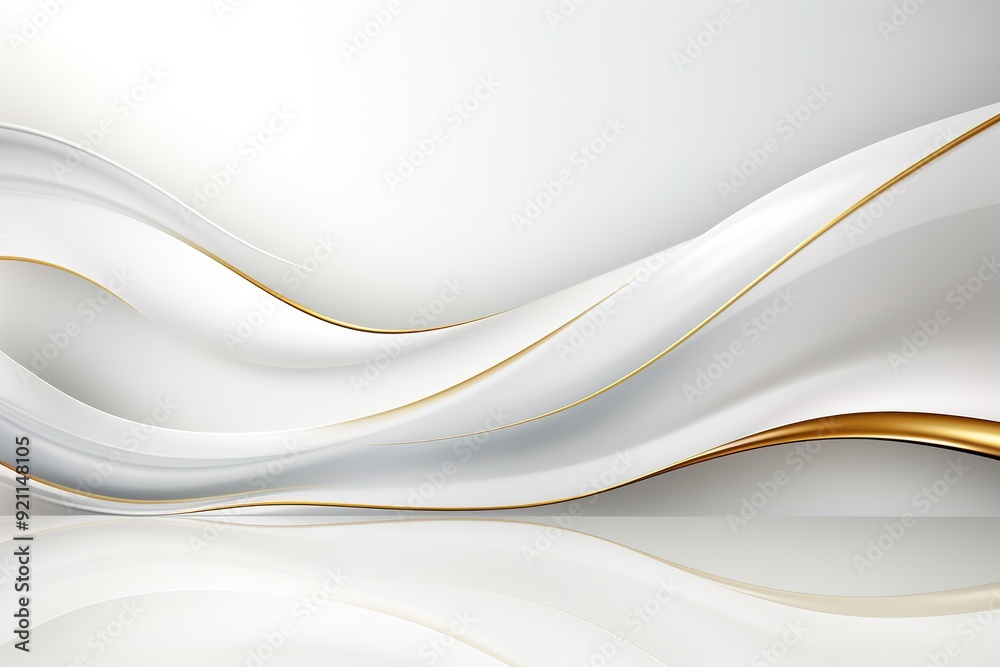 Obraz premium Abstract white and gold waves background.