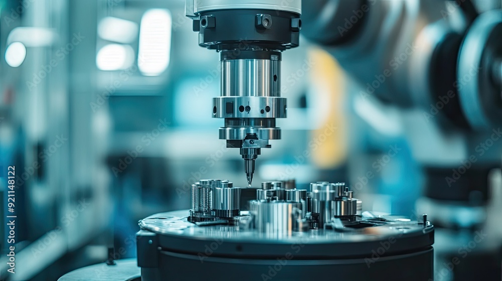 A close-up of an industrial robot arm in motion, assembling parts with accuracy, highlighting the efficiency of automated production. A close-up of an industrial robot arm in motion, assembling parts with accuracy, highlighting the efficiency of automated production.