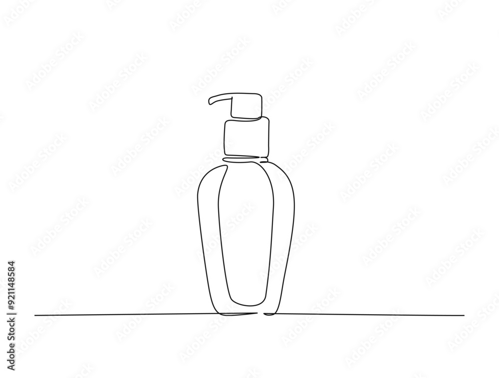 Obraz premium Continuous one line drawing of cosmetic lotion tube. Cosmetic bottle single line vector illustration. Editable line vector.