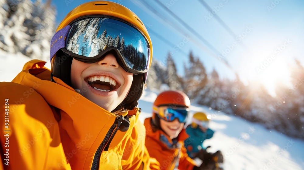 A group of skiers resting on a snowy slope under a bright sun, dressed in orange jackets, representing concepts of relaxation, camaraderie, and the enjoyment of outdoor sports. A group of skiers resting on a snowy slope under a bright sun, dressed in orange jackets, representing concepts of relaxation, camaraderie, and the enjoyment of outdoor sports.