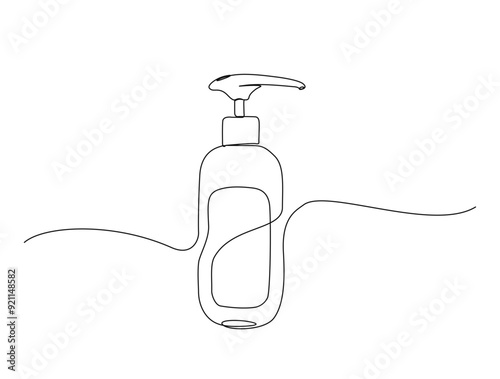 Continuous one line drawing of cosmetic lotion tube. Cosmetic bottle single line vector illustration. Editable line vector.