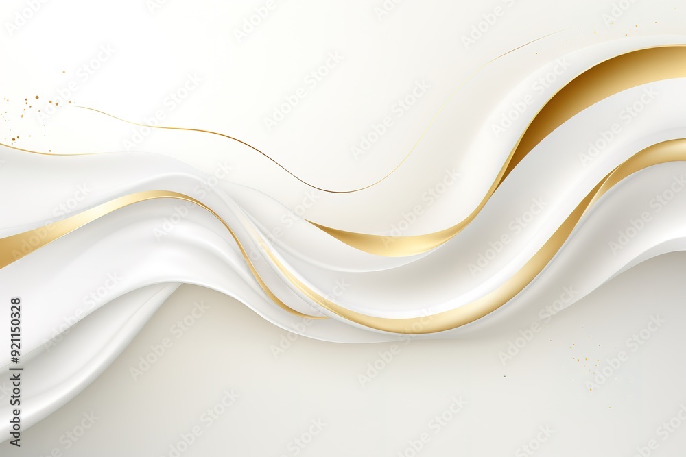 Obraz premium Abstract white and gold waves background.