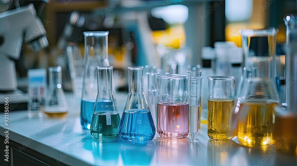 A detailed shot of a lab setup, with test tubes and beakers placed on a clean counter, symbolizing the meticulous nature of scientific inquiry. A detailed shot of a lab setup, with test tubes and beakers placed on a clean counter, symbolizing the meticulous nature of scientific inquiry.