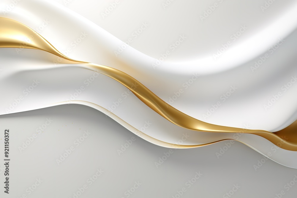 Obraz premium Abstract white and gold waves background.