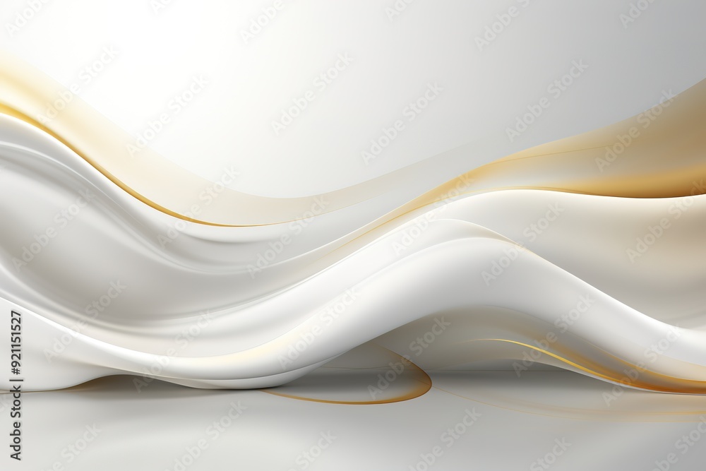 Abstract white and gold waves on a light background. Abstract white and gold waves on a light background.
