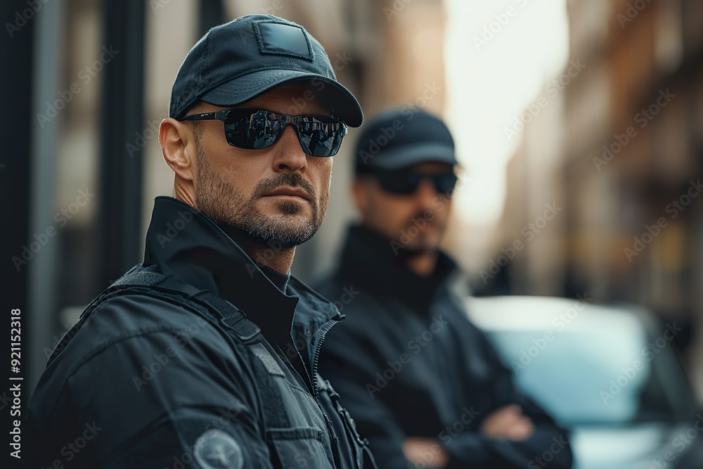 Experienced Guard and Bodyguard Team Vigilantly Monitoring Experienced Guard and Bodyguard Team Vigilantly Monitoring