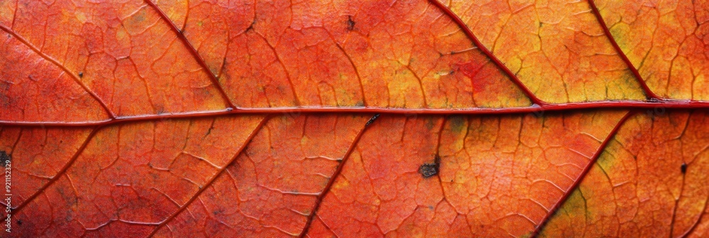 Fototapeta premium Close up autumn leaf texture. Nature texture of leaf macro