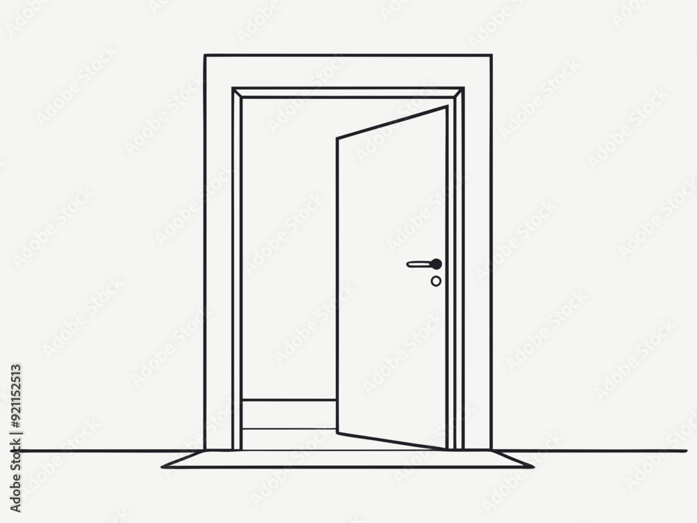 continuous single line drawing of open door, line art vector illustration
continuous single line drawing of open door, line art vector illustration