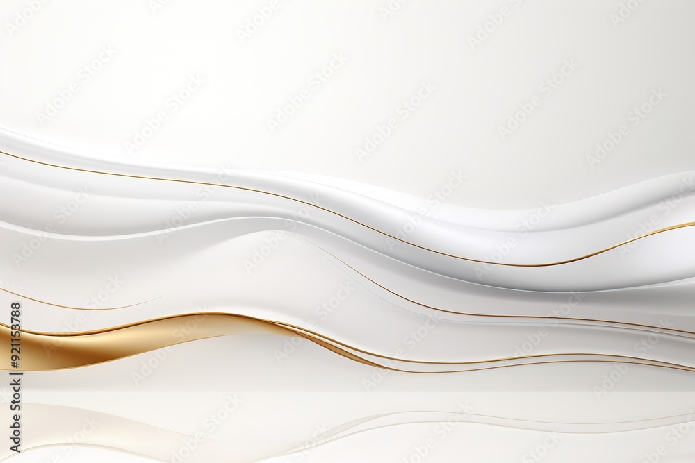 Abstract white and gold waves with reflection. Abstract white and gold waves with reflection.