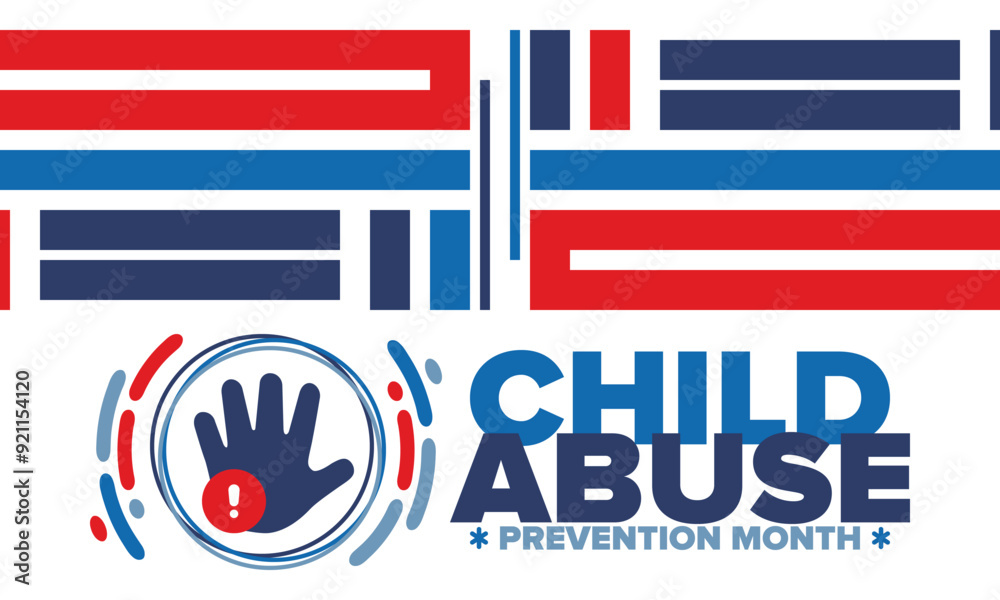 Naklejka premium Child Abuse Prevention Month. Celebrate annual in April in United States. Stop child violence. Children protection and safety month. Unity for children. Poster, banner, background. Vector illustration