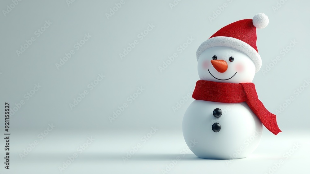 Smiling Snowman in a Santa Hat and Scarf Smiling Snowman in a Santa Hat and Scarf