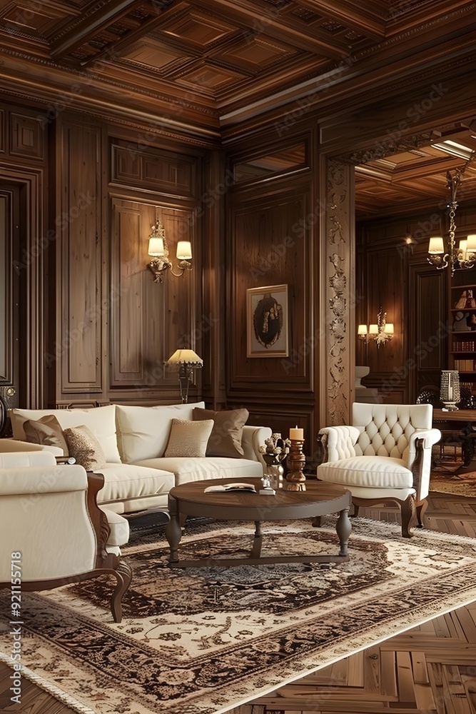 Luxury Living Room Interior Design With Wooden Paneling Luxury Living Room Interior Design With Wooden Paneling