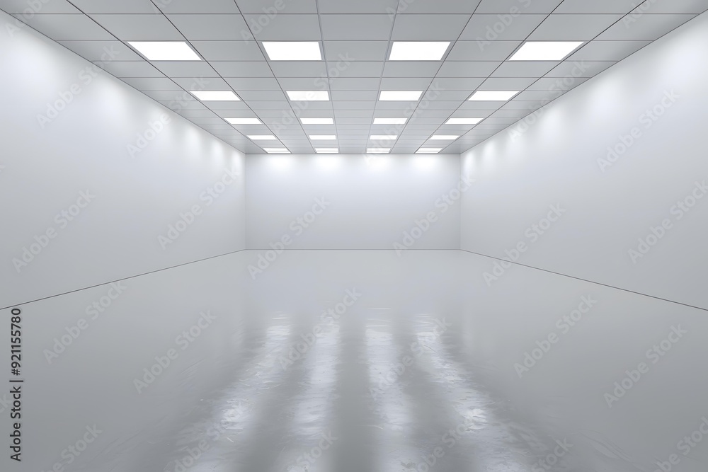 Empty White Room with Ceiling Lights Empty White Room with Ceiling Lights