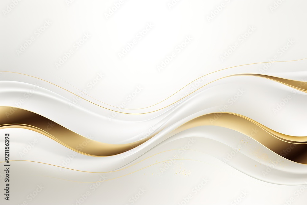 Obraz premium Abstract white and gold wavy background.
