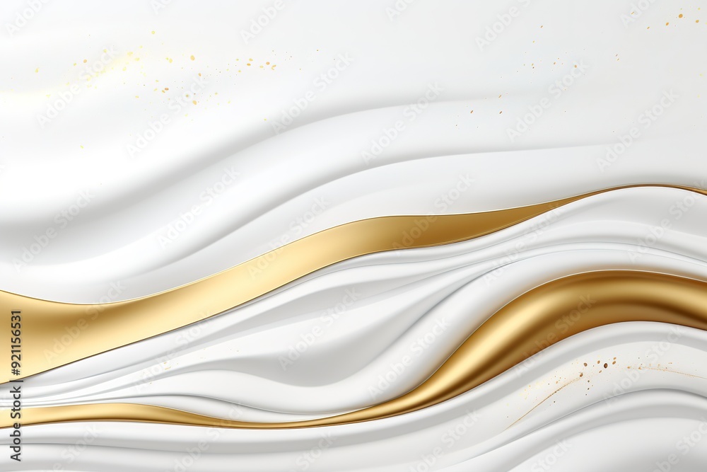 Obraz premium Abstract white and gold wavy background.