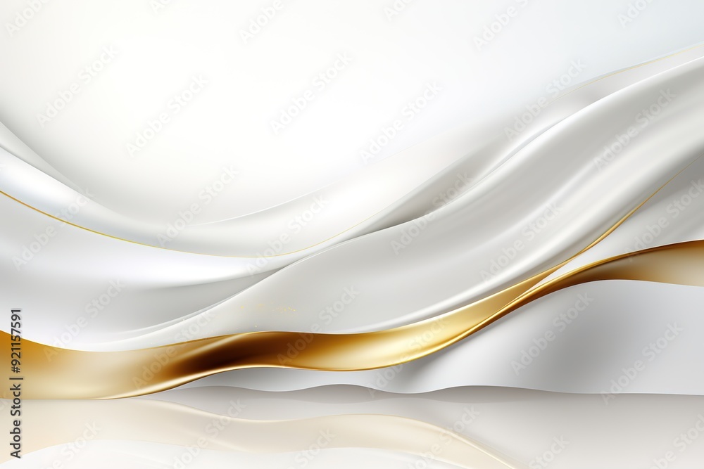 Obraz premium Abstract white and gold wavy background.