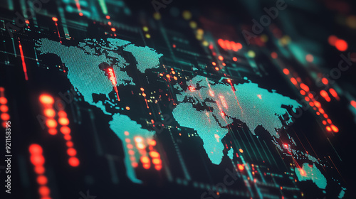 Abstract with pastel colorful charts and graphs with statistics to analyze business potential and forecast future development of companies growth. with word map.