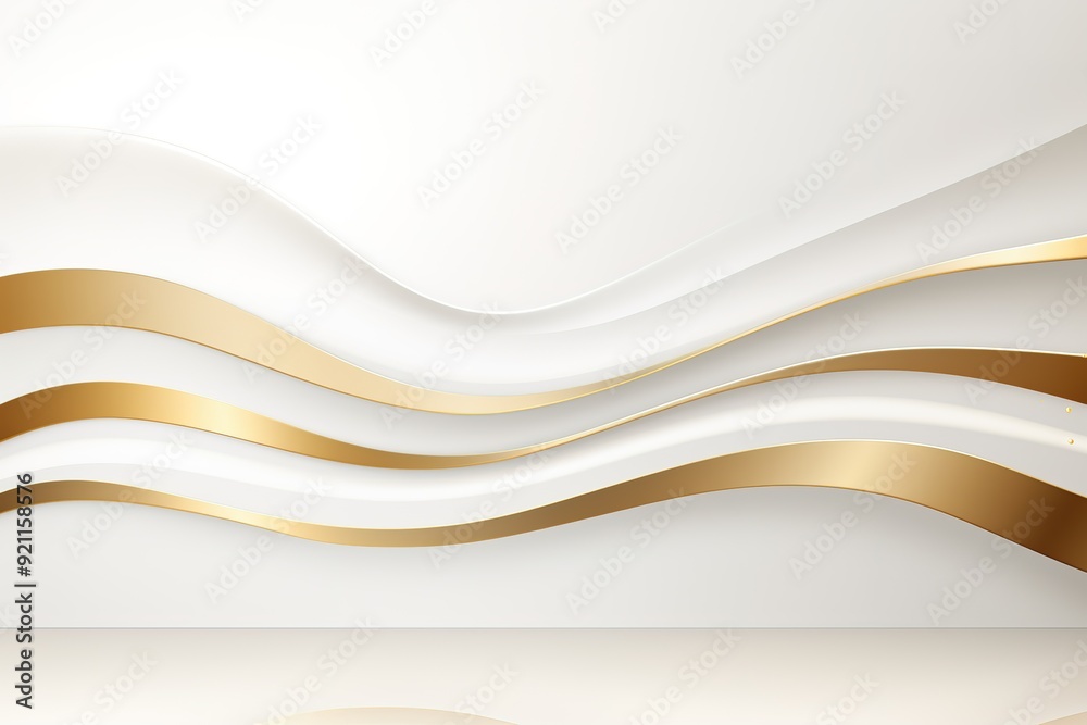Obraz premium Abstract white and gold wavy background.