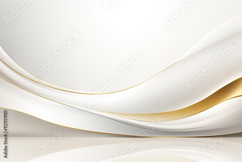 Abstract white and gold wavy background.