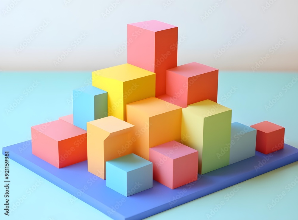 Obraz premium Abstract Colorful Geometric Shapes Design 3D Rendering