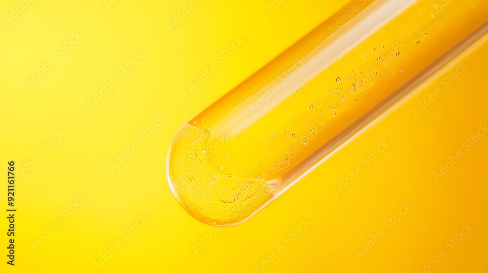 Illuminated Flow of Yellow Substance in Clear Tubing on Gradient Background - Modern Medical Concept with Natural Lighting Illuminated Flow of Yellow Substance in Clear Tubing on Gradient Background - Modern Medical Concept with Natural Lighting