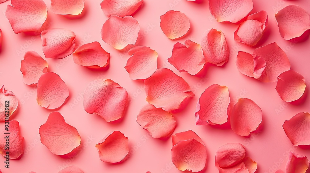 A top-down view of pink rose petals elegantly placed on a pastel pink backdrop, evoking a sense of tenderness. A top-down view of pink rose petals elegantly placed on a pastel pink backdrop, evoking a sense of tenderness.