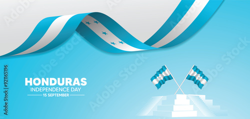 Honduras Independence Day 15 September flag ribbon vector poster