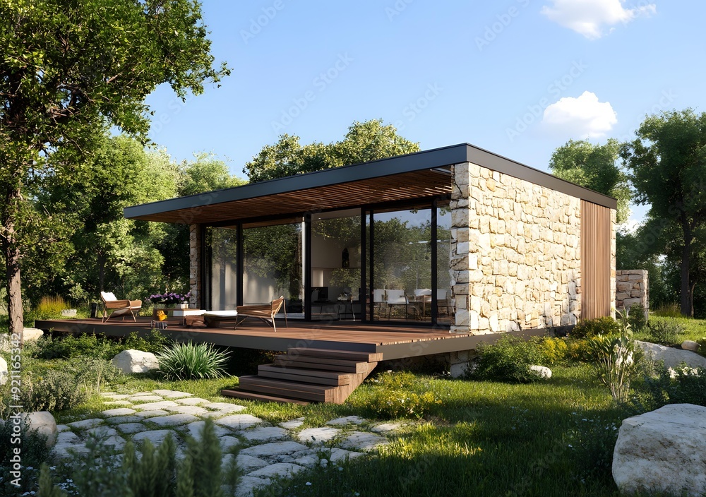 Modern Stone and Wood Exterior House Design Modern Stone and Wood Exterior House Design