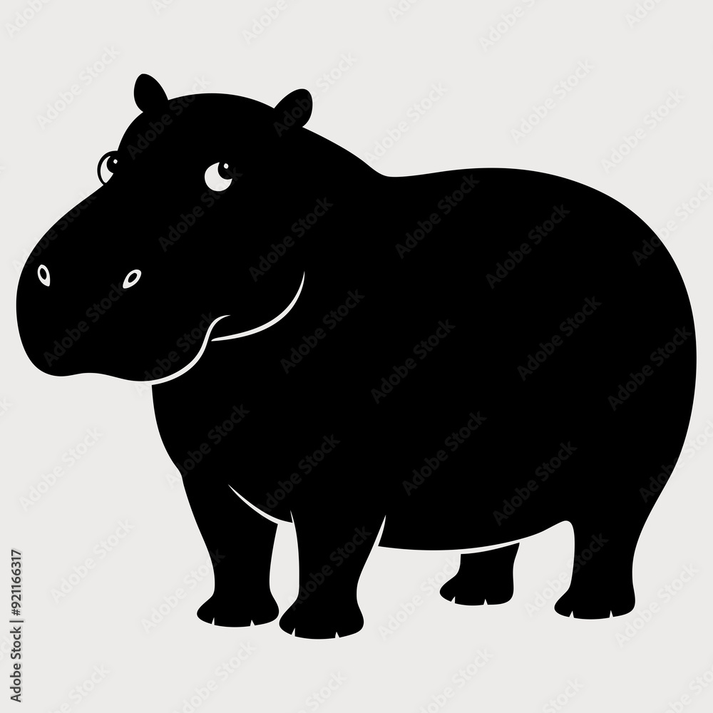 Obraz premium Hippopotamus silhouette vector art Illustration