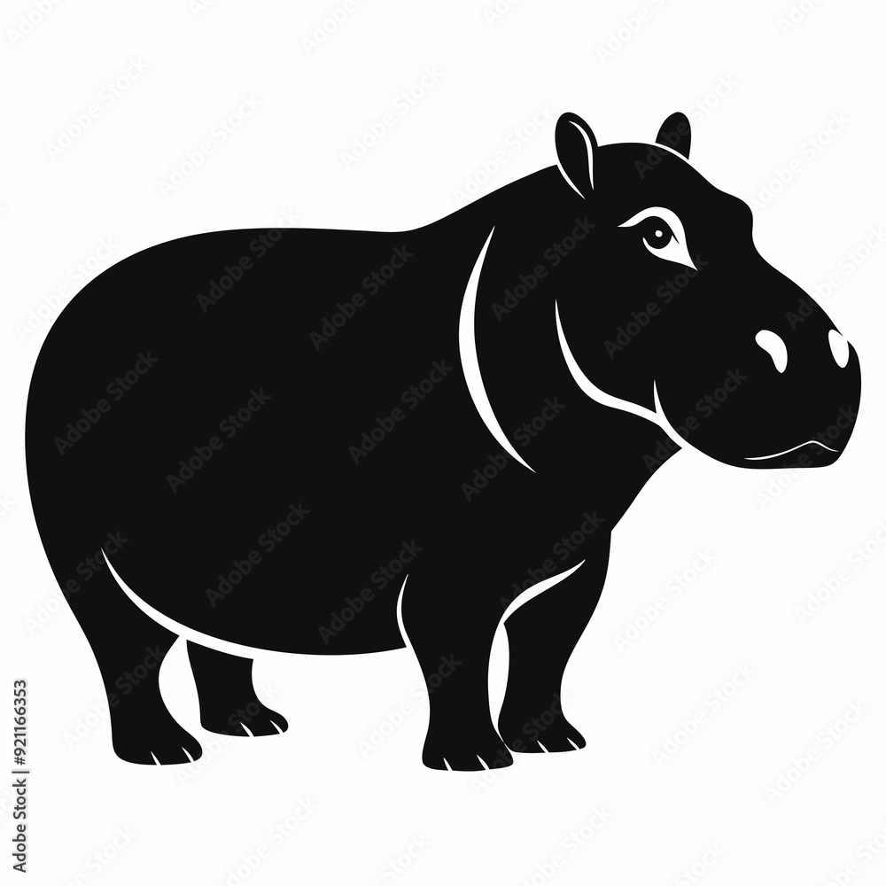 Obraz premium Hippopotamus silhouette vector art Illustration