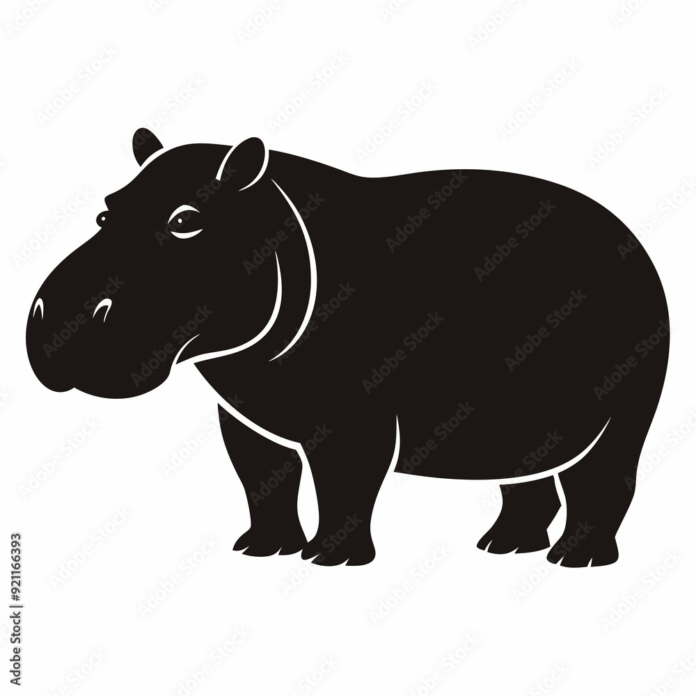 Obraz premium Hippopotamus silhouette vector art Illustration