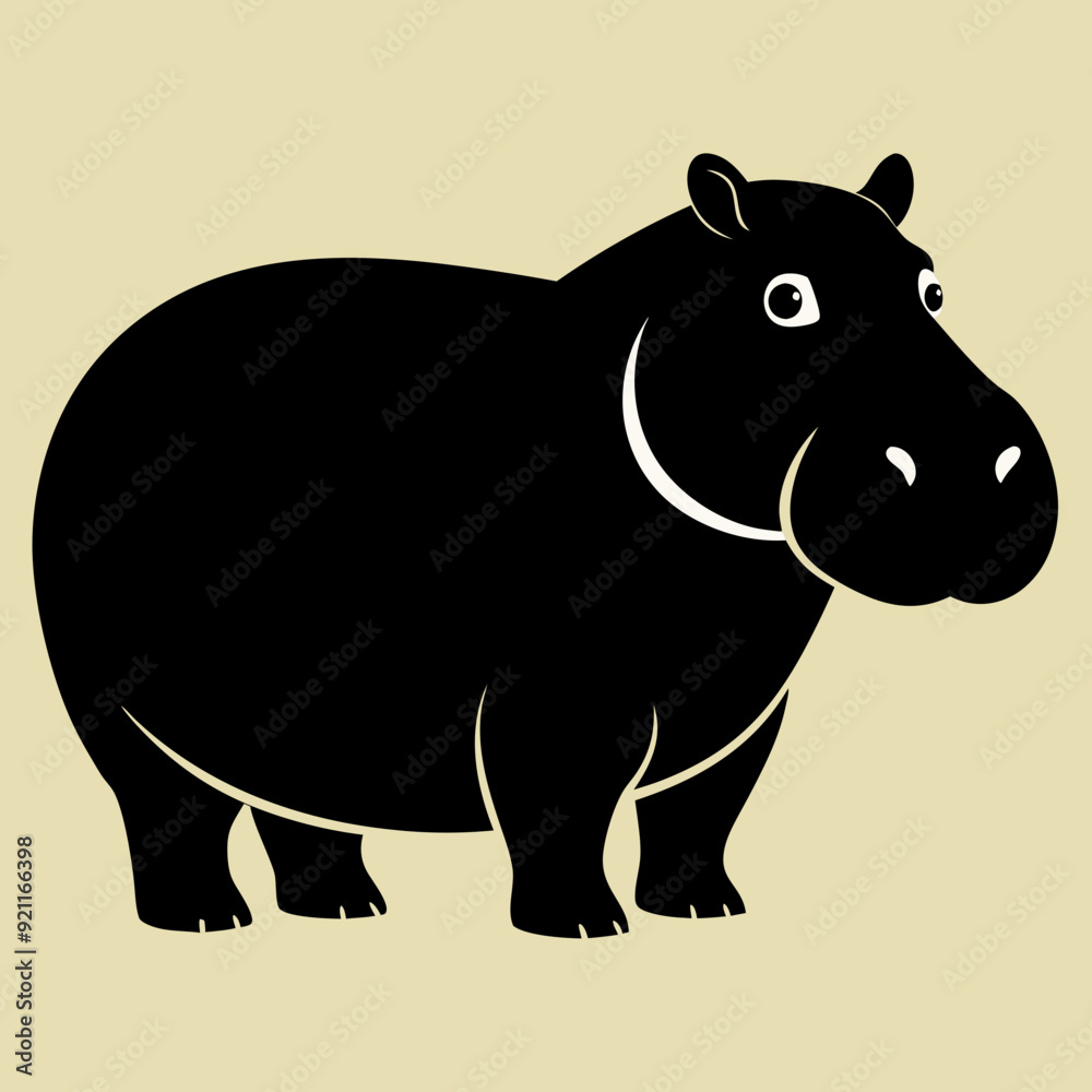 Obraz premium Hippopotamus silhouette vector art Illustration