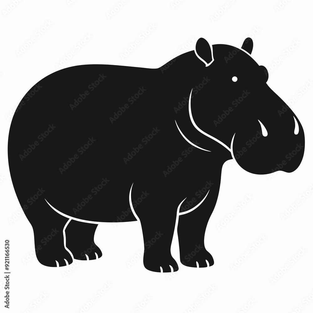 Fototapeta premium Hippopotamus silhouette vector art Illustration