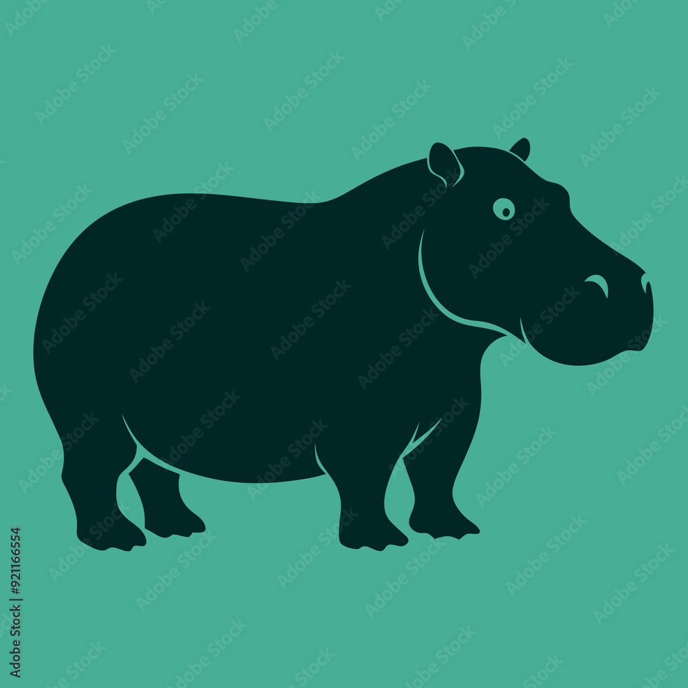 Obraz premium Hippopotamus silhouette vector art Illustration