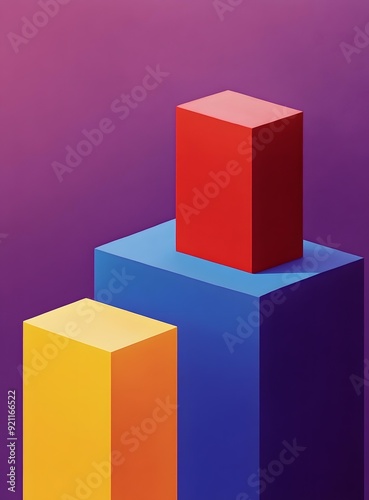 Abstract Minimalist Geometric Shapes With Colorful Blocks