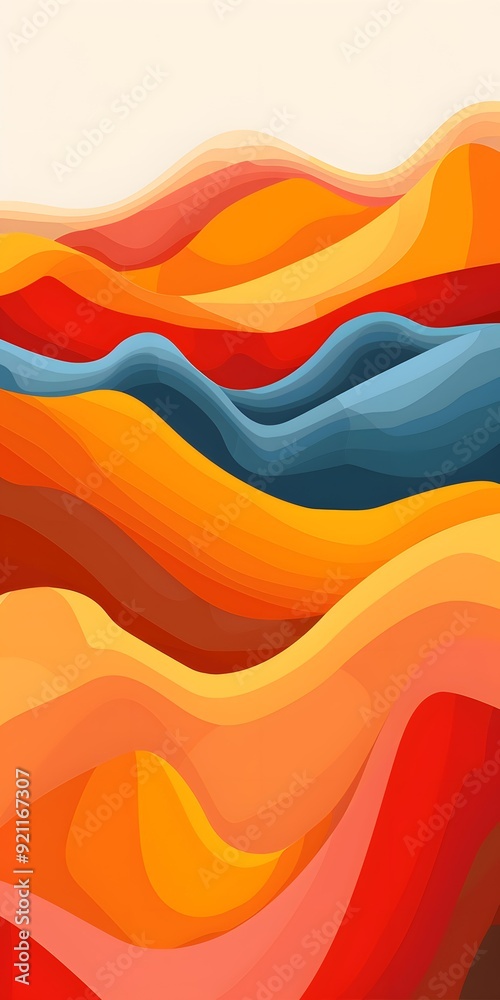 Abstract Wavy Shapes in Red, Orange, and Blue Colors Abstract Wavy Shapes in Red, Orange, and Blue Colors