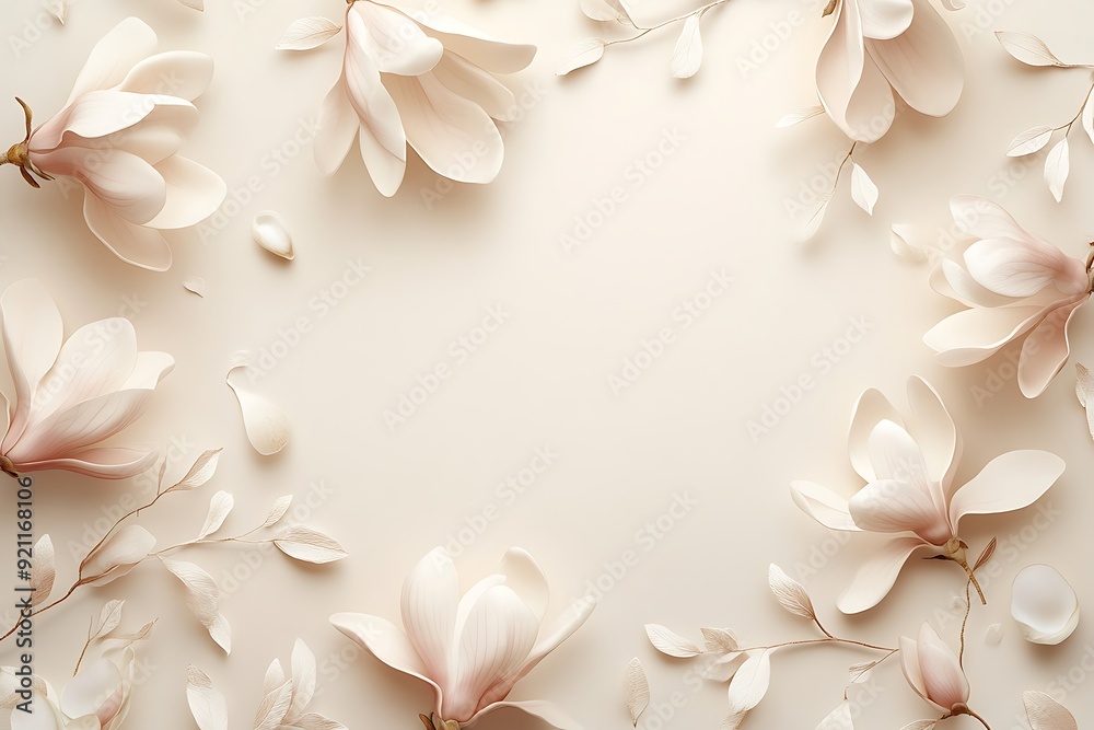 Elegant Magnolia Wedding Invitation with Graceful Lettering and Romantic Flourishes Elegant Magnolia Wedding Invitation with Graceful Lettering and Romantic Flourishes