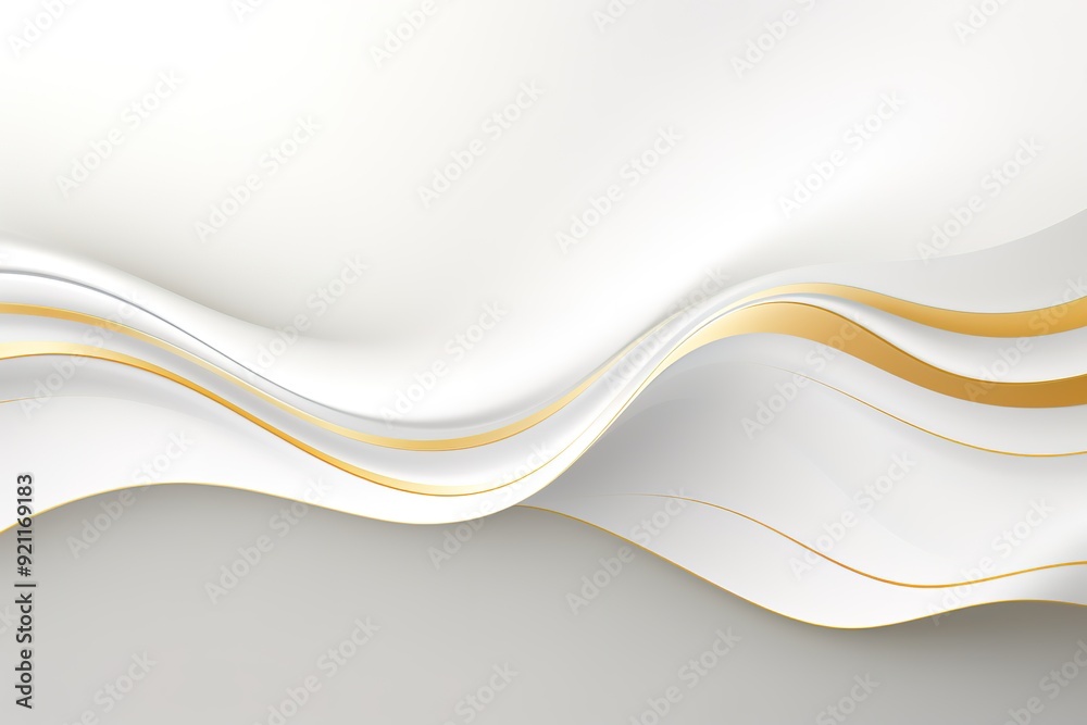 Abstract white and gold wavy background.