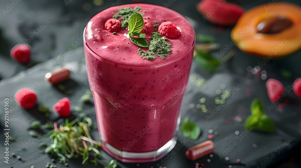 Creamy and Vibrant Superfood Smoothie with Fruit and Vegetable Extracts Creamy and Vibrant Superfood Smoothie with Fruit and Vegetable Extracts