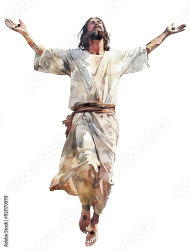 Watercolor Illustration of Jesus Christ Ascending