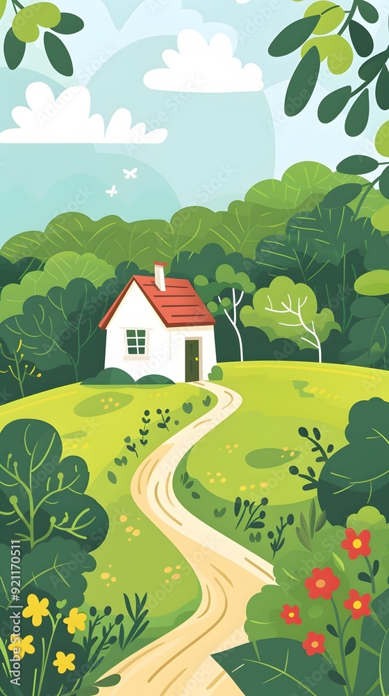 Fototapeta premium Beautiful Winding Path Through Green Forest Landscape