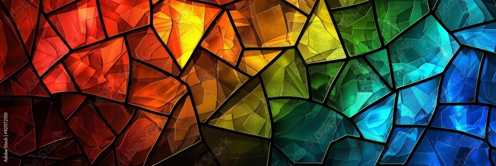 A stunning and vibrant stained glass mosaic that showcases a rich spectrum of colors arranged in an abstract pattern A stunning and vibrant stained glass mosaic that showcases a rich spectrum of colors arranged in an abstract pattern
