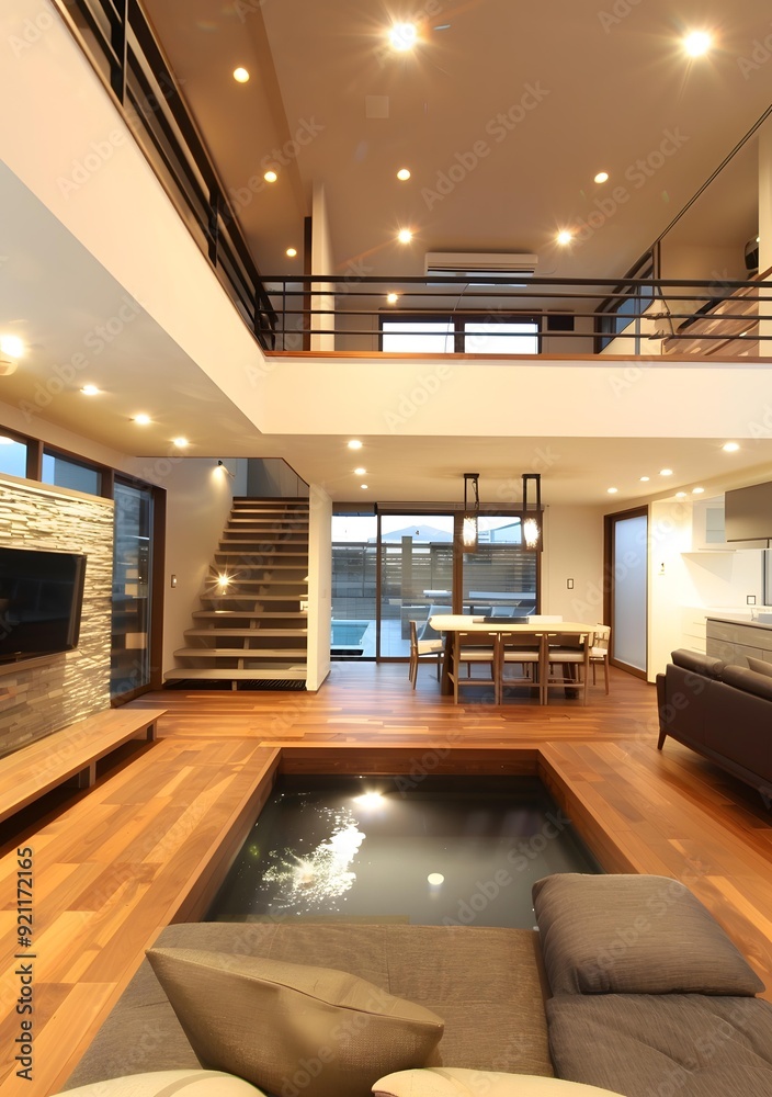 Modern Interior Design With A Waterfall Feature Modern Interior Design With A Waterfall Feature