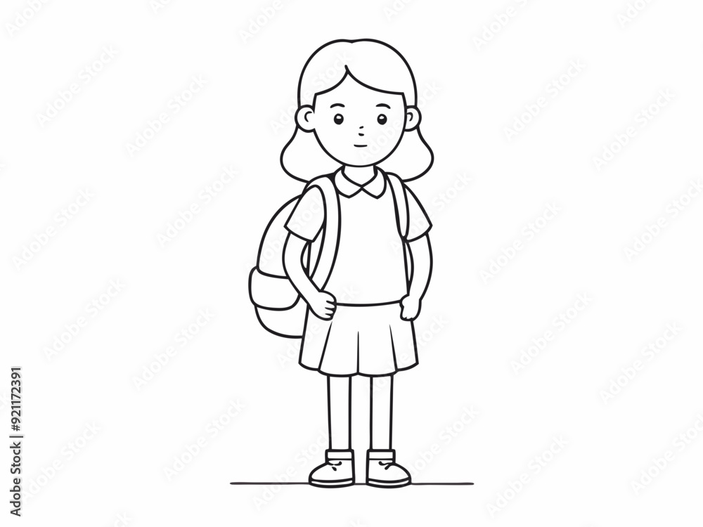 continuous single line drawing of elementary school student girl with school bag, line art vector illustration
continuous single line drawing of elementary school student girl with school bag, line art vector illustration