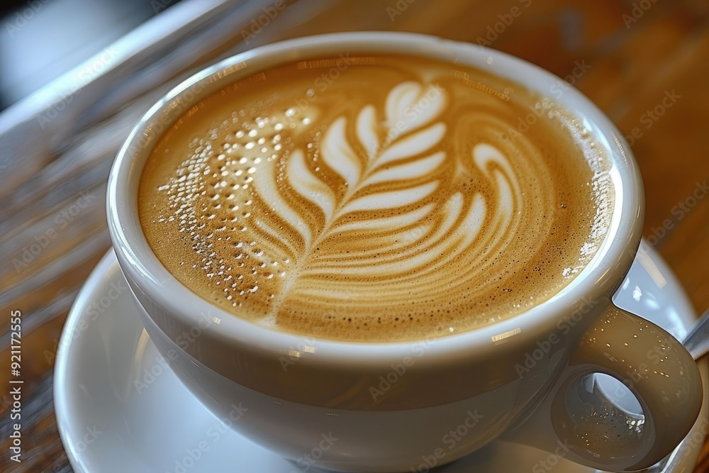 The Beautifully Crafted and Artistic Latte Art in a Cozy Coffee Cup Enhances Enjoyment The Beautifully Crafted and Artistic Latte Art in a Cozy Coffee Cup Enhances Enjoyment