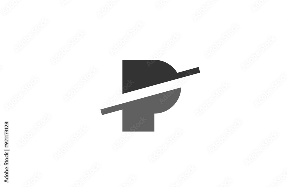 P letter alphabet logo icon in geometric grey black color with cut design for business and company P letter alphabet logo icon in geometric grey black color with cut design for business and company